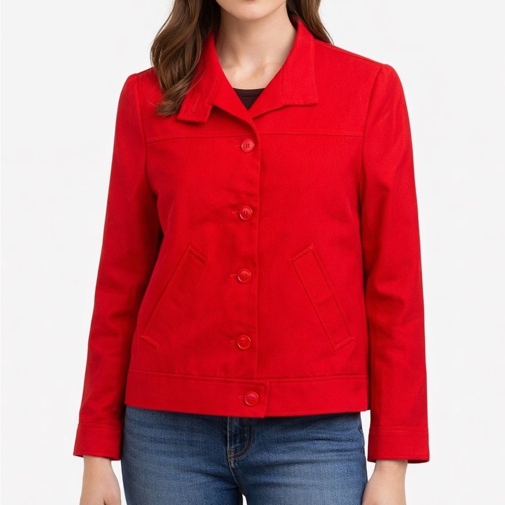 Glow Wool Jacket Women’s Size 4 Red Lined Pockets Blazer Jacket Italy